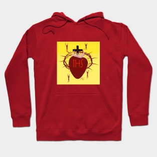 Sacred Heart of Jesus with Christogram on Yellow Hoodie